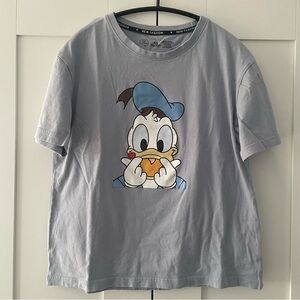 Women Donald Duck Crew Neck Short Sleeve T-shirt Size XS